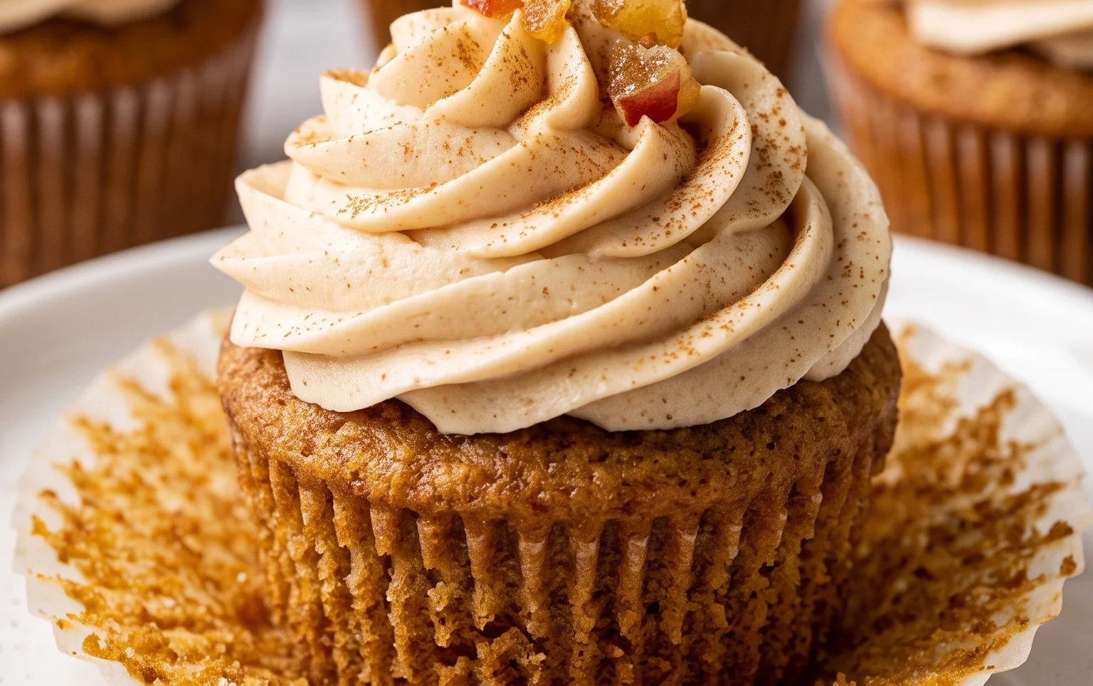 Apple Cider Cupcakes with Spiced Buttercream Frosting (gluten-free, whole grain)