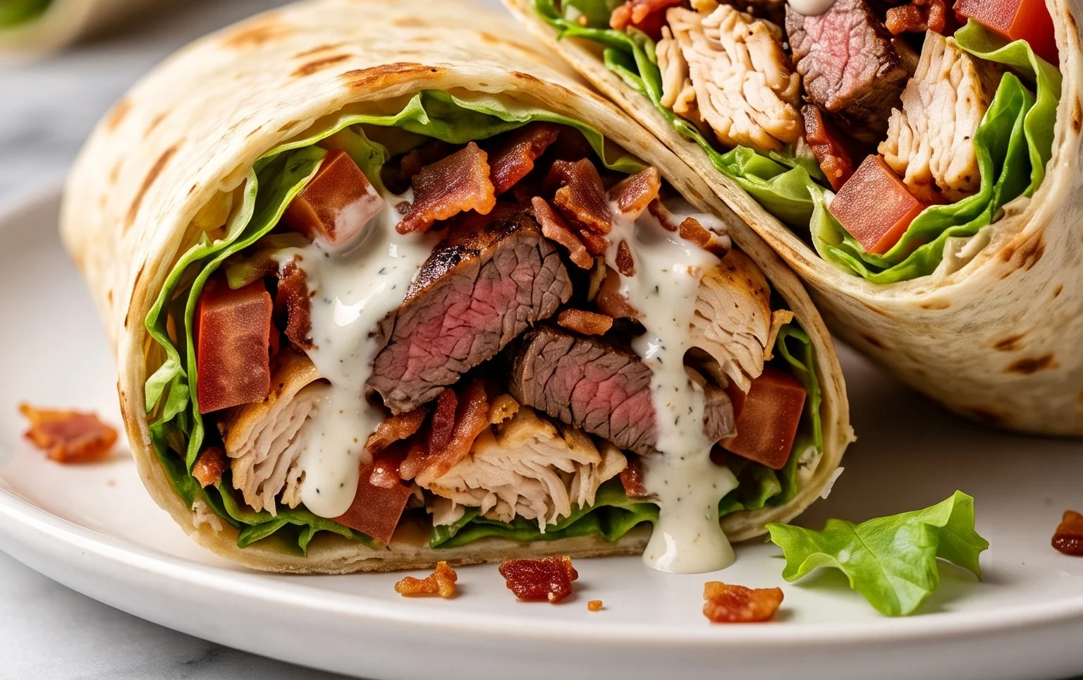 Chicken Beef Bacon Ranch Wraps