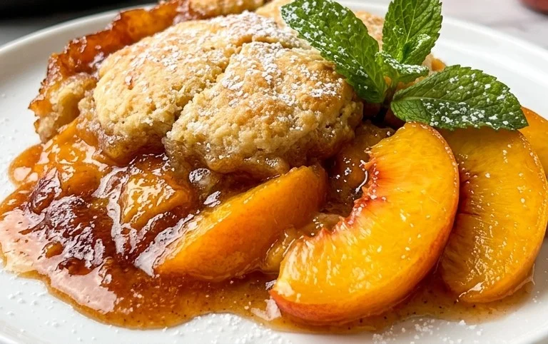 Old-Fashioned Skillet Brown Sugar Peach Cobbler