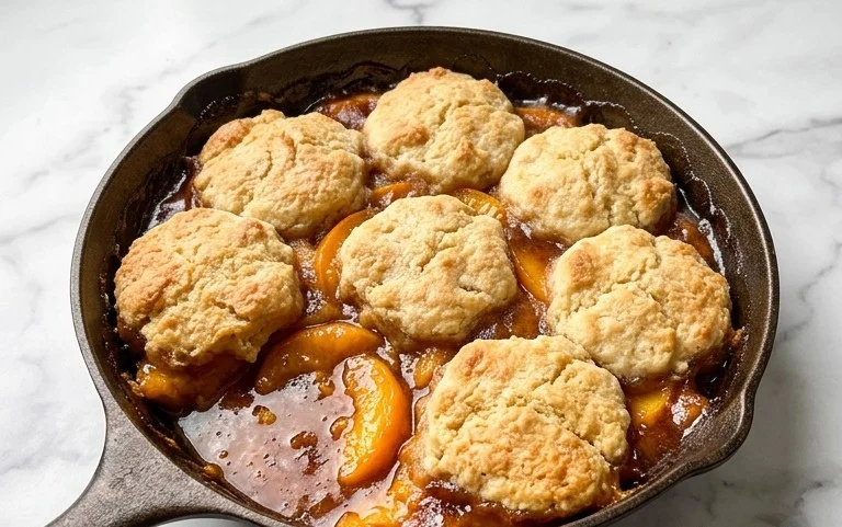 Old-Fashioned Skillet Peach Cobbler Delight